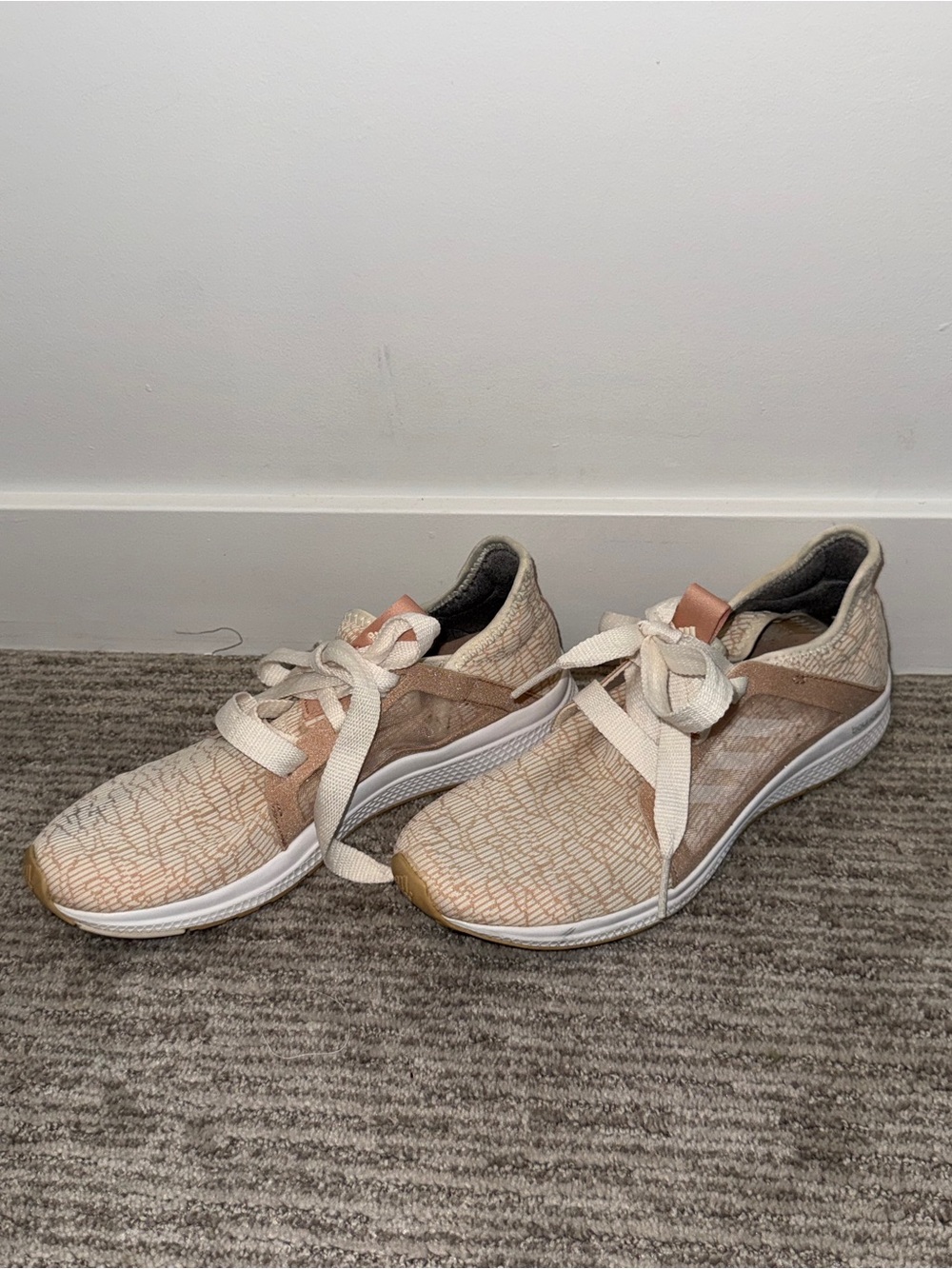 Adidas Women's Beige and Pink Athletic Running Sneakers - Picture 4 of 9